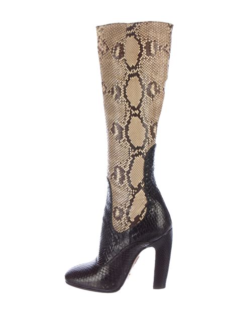 womens black prada boots|Prada snakeskin boots.